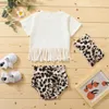 Ensemble de vêtements pour bébé, T-Shirt à manches courtes et Short léopard avec bandeaux, 3 pièces/ensemble, tenues pour nourrissons en bas âge, M3496