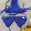 Chegada 3D Floral String Bandage Super Push Up Bikini Set Sexy Swimwear Solid Making Terno Mulheres Beachwear 210722