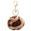 Keychain Keychain Cute Leopard Print Imitation Rex Rabbit Fur Pendant Fashion Fur Bag Plush Key Ring Hair Ball6212045