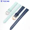 Äkta läderarmband 14mm 16mm 18mm 20mm Soft Watch Band Simple Watch Strap Womens Watchband Blue Color H0915