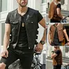 Men Fashion Motorcycle Leather Buckles Vest Cool Clubwear Vintage Punk Jacket Autumn Solid Color Plus Size Mens Clothing 210925