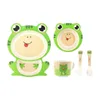 Creative bamboo fiber children's tableware set household cute cartoon baby eating partition plate bowl spoon fork
