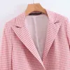 Blazer scozzesi casual da donna Cappotti Primavera Estate Manica lunga Bottone singolo Colletto dentellato Cappotto da donna OL Blazer da donna 210513