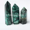 Green Chromium Mica Euchlorite Tower Obelisk Crystal Point Crafts Polished 6 Facet Natural Fuchsite Quartz Chakra Healing Energy Stone Generator Wand Kolekcja różdżki