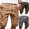 Shorts masculinos 70% homens elegante verão cor sólida multi bolsos cordão quinto calças praia