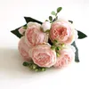 Silk Peony Bouquet Home Decoration Accessories Wedding Party Flowers Scrapbook Fake Plants Diy Pompons Artificial Roses Flower