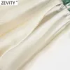 Zevity Women Vintage Color Match Tie Dyed Print Casual Straight Pants Femme Chic Elastic Waist Pocket Summer Long Trousers P1136 210603