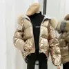 Dubbelsidig down Coat Winter Jacket Kvinnor Konstgjord Fur Vit Duck Parkas Kvinna Guld Silver Vattentät Ytterkläder 210430