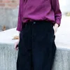 Johnature femmes noir velours côtelé pantalons décontractés taille haute printemps poches doux épais femmes pantalon chaud pantalon droit 210521