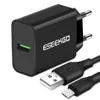 Eseekgo qc3.0 snabb laddare universal USB typ c väggladdare bärbar laddningsadapter US EU -pluggmikrokabel med låda