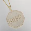 Gioielli da uomo Bling placcato in oro Full Full Bling CZ Nome personalizzato Lettere Collana con ciondolo per uomo Donna Regalo hip-hop con catena di corda da 3 mm da 24 pollici