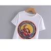 Biały Luźny Koszulka z krótkim rękawem Lato Wszechstronne Wszechstronne Topy Koreański Casual Cartoon Beauty Wzór Kobiece T-shirt 210507