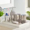 Juego de accesorios de baño, accesorios de baño, dispensador de jabón, soporte para cepillo de dientes, taza para gárgaras, regalos de boda, acabado dorado/plateado, 6 piezas