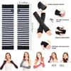 WorthWhile 1 Pair Long Fingerless Gloves Knit Arm Warmer Thumb Hole Stretchy Sleeves Christmas Running Cycling Protection