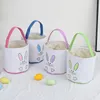 Cute Rabbit Footprint Easter Basket Festive Personalized Bunny Ear Storage Bucket Easters Eggs Tote Bag