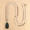 Pingente colares Quanchi Buddha jóias 4mm cristal grânulos colar para mulheres boho feitos artesanal frisado moda étnica