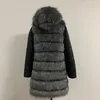 Damen Pelzimitat HJQJLJLS 2021 Wintermode Frauen Dicker Warmer Mantel Mit Abnehmbarer PU-Ärmel Und Abnehmbarer Kapuze Schwarze Jacke