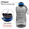 BuildLife 1.3L 2L Tritan Gallon Bouteille d'eau avec marqueur de temps de motivation de paille sans BPA Sports Fitness Jug Bouilloires de gymnastique en plein air 211122