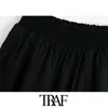 여성 세련 된 패션 컷웍 자수 밑단 밑단 빈티지 높은 탄성 허리 측면 포켓 여성 발목 바지 210507