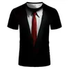 2021 Nowy Lato Z Krótkim Rękawem Streetwear Fałszywy Kamizelka Kamizelka 3D T Shirt Moda Funny Fake Suit Suit 3D Drukowane Mężczyźni T Koszulki Mężczyźni Odzież G1229