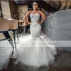 Plus Size African Suknia ślubna Mermaid 2022 Koronki Suknie Ślubne Spaghetti Paski Białe Długie Vestido de Novia Robe de Mariée