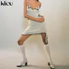 Kliou Patchwork Cut Out Mini Dresse Summer Camisole V-Neck Sleeveless Skinny Sexy Club Midnight Clubwear Fashion Outfits 220311