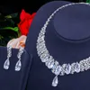 CWWZircons Luxury Shiny Cubic Zirconia Paved Big Water Drop Women Wedding Necklace Earrings Sets Bridal Party Jewelry T381 H1022