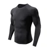 Sıkıştırma Üstleri O-Boyun Açık Koşu Gömlek Erkekler Uzun Kollu Vücut Geliştirme Spor Gym Gym T-shirt Erkekler Fitness Sıkı Giyim 210421