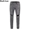 Ankle Zipper Ripped Jeans Men Street Fashion Denim Men's Pants Jeans for Men Waist Band 210603