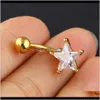 & Bell Rings Jewelry Drop Delivery 2021 Navel Mix 3 Style 24Pcs/Lot Clear Zircon Woman Belly Button Ring Body Piercing Jewlry 14G Star Dangle