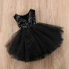 Été Sequin Sans Manches Puffy Mesh Robe Princesse Bébé Fille Enfants es Costume Pour 210528