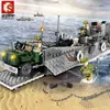 Sembo Block LCM3 Landing Ship and Tank WW2 Armée Blocs de Construction Briques Militaires Avec 6 Soldats Figure Constructeur Jouets pour Enfants X0902