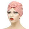 Miękki Solid Color Zroszony Czapka Czapki Muzułmańskie Kobiety Elastyczne Turban Hat Ramadan Nakrycia głowy Eid Moda Islamska Femme Headscarf Bonnet