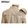 TACVASEN With 2 Chest Zipper Pockets Tactical Shirt Men's Quick Drying Skin Protective Long Sleeve Shirt Team Work Tops Outdoor 210705