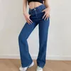Straight Baggy Jeans voor Vrouw Hoge Taille Mode Blauw Denim Losse Moeder Broek Kleding Vintage Streetwear Stripe 210520