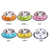 Candy kleur cartoon roestvrijstalen honden bowls servies huisdier katten hondenvoedsel watervoer kom huisdierhonden accessoires