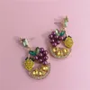 Zomer Elegant Overdreven Fruit Crystal Hanger Dangle Oorbellen Voor Vrouwelijke Girl Party Drop Earring Sieraden