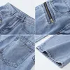 Nbpm mode asymmetriska fickor design jeans kvinna hög midja baggy bredben jeans streetwear girls byxor byxor 210529