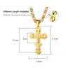 Pendant Necklaces Multilayed Rivet Cross Necklace Stainless Steel Church Link Chain For Men Orthodox Prayer Jewelry Gift291W