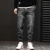 Jeans Men Stretch Jogger Pants Loose Fit Say Hi To The Denim Version of Sweatpants The Elastic Drawstring Waist Cargo Pants X0621