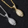 18k gold cubic zirconia basketball Necklace 60cm golden chains jewelry set Copper diamond hip hop sport football pendant Rap Necklaces for women men dropship