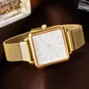 Relógios de pulso rosa Rose Golden Watches para mulheres elegantes senhoras relógio de quartzo pulseira de aço inoxidável pulseira magnética fivela alça reloj dama