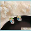 Hoop Jewelryhoop & Hie Trend Irregular Color Zircon Flower Earring For Women Pendant Colorful Earrings Boho Wedding Jewelery Girl Gift1 Drop