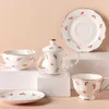 Set teiera fiore rosa stile europeo Phnom Penh tazza e piattino cucina casa tazza da caffè ceramica smaltata 210813