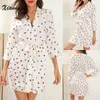 Woman Robes 2021 Summer Lingerie Women Silk Heart Print Satin Belted Robe Bathrobe Sleepwear Fashion Women's