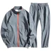 45KG140KG Spring and Autumn Sportwear Fashion Men's Mandarin Collar Tracksuit 2 Pieces Sets Casual Zipper Jackets and Pants 210412
