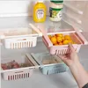 Köksjusterbart stretchbara kylskåpsarrangörslådor Korglådor drar ut färskt distanslager förvaring racklåda hållare