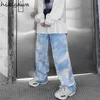 Hikigawa Long Disture Calças Reta Loose Mujer Pantalones Moda Coreana Elástica Cintura Pant Mulheres Homens Vintage Harajuku Calças Q0801