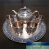Tin business presentes russo artes e artesanato ornamentos de estanho chá conjunto inteiro de bule e copo bandeja bronze placa de chá de cobre vermelho