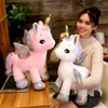 40cm 80cm Great Unicorn Plush Toy fantastique arc-en-ciel brillant ailes en peluche en pelunio pour fille unise